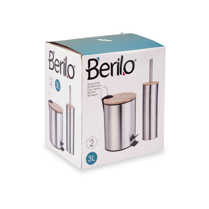 Bath Set Berilo Silver Bamboo Stainless steel polypropylene 25 x 28 x 20 cm 28,5 x 28 x 18 cm 2 Pieces (6 Units)