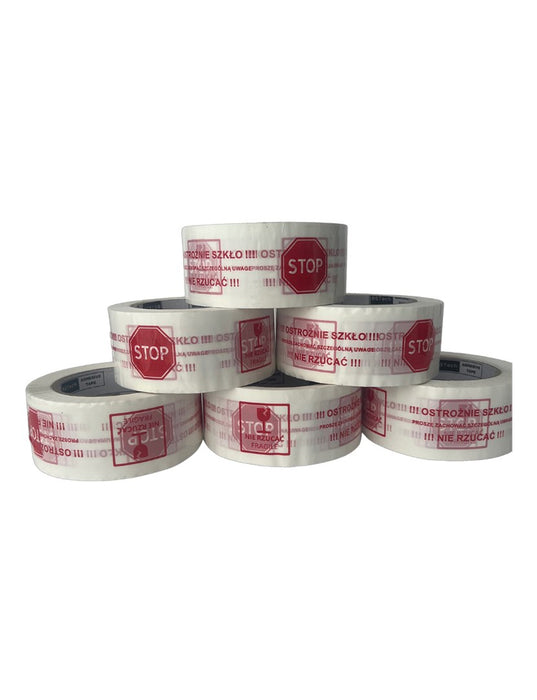 BSTech tape adhesive with print 48x100m "Careful glass"