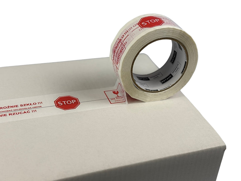BSTech tape adhesive with print 48x100m "Careful glass"