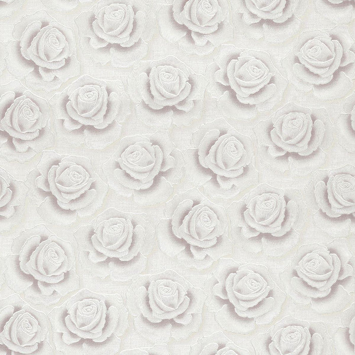 WALLPAPER VINYL CREAM LARGE ROSES
