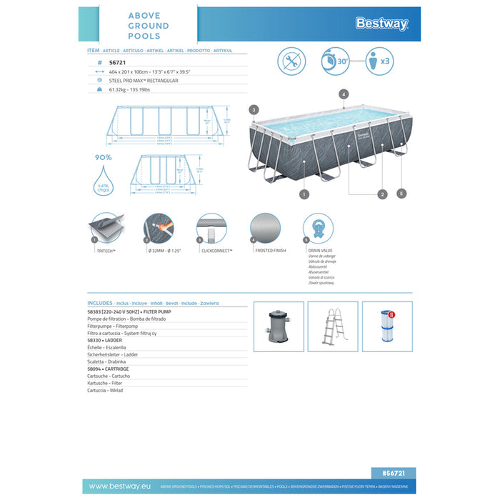 SWIMMING POOL 404X201X100CM BESTWAY 56721