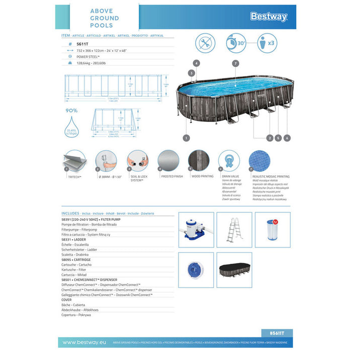 SWIMMING POOL 732X366X122CM BESTWAY 5611T