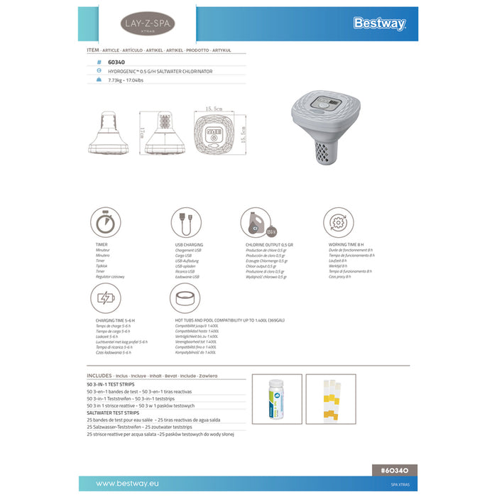 CHLORINATOR 0.5G/H BESTWAY 60340 BESTWAY 60340