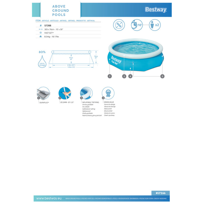 SWIMMING POOL F305X76CM BESTWAY 57266