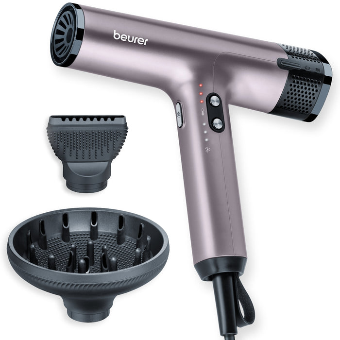 Beurer HC 100 Excellence Hair dryer, ECO technology, lightweight and ergonomic, Slim, magnetic nozzle and diffuser, Ion function, 4 temperature and blower settings, Integrated memory function