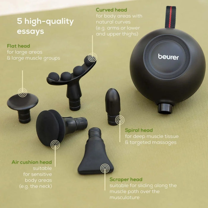Beurer MG 101 SensorBoost, Integrated pressure sensor, Ergonomically shaped, 5 massage attachments, 5 intensity levels, Lithium-ion battery, black
