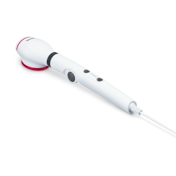 Beurer MG 44 infrared massager; Soothing vibration massage; Rotating massage head and 3-way adjustable handle; Infrared heat; 3 function levels; 4 interchangeable massage attachments