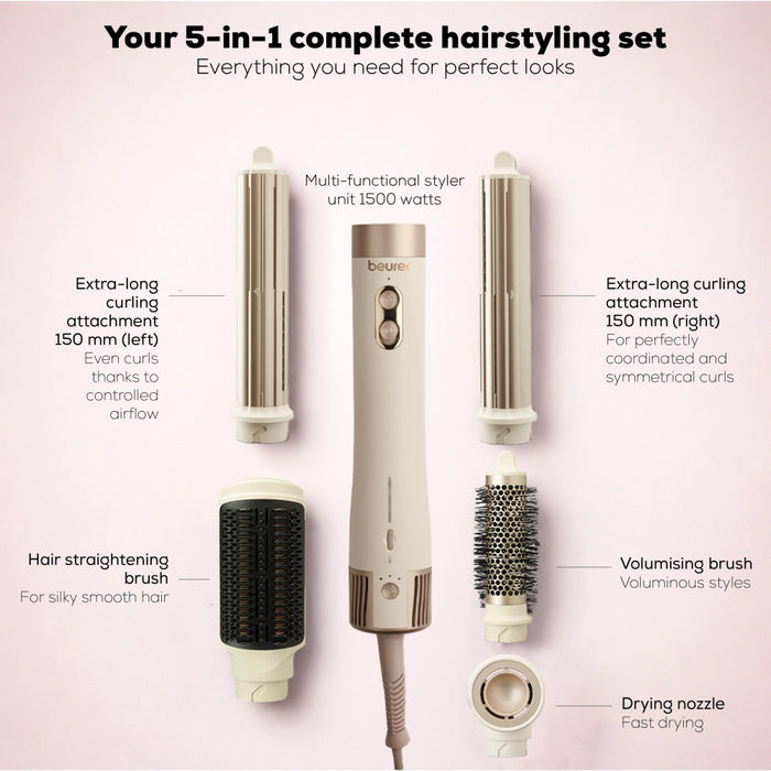 Beurer HT 100 Multistyler, Airstyler 5-in-1, Ceramic-tourmaline coating; Quiet up to 75 dB ; x 3 blower & temperature settings; storage bag & heat protection glove