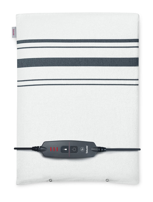 Beurer HK 26 Heat Pad; 3 Illuminated temperature settings; Auto switch-off after 90 min;Cotton cover washable on 40°; BSS;40(L)x30(W) cm; white-grey