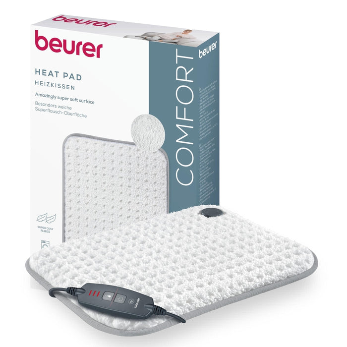 Beurer HK 43 Super Cosy heat pad with super soft surface;3 Illuminated temperature settings;Fast heating;Automatic switch off after 90 min;Cotton cover washable on 30°; BSS; 44(L)x33(W)