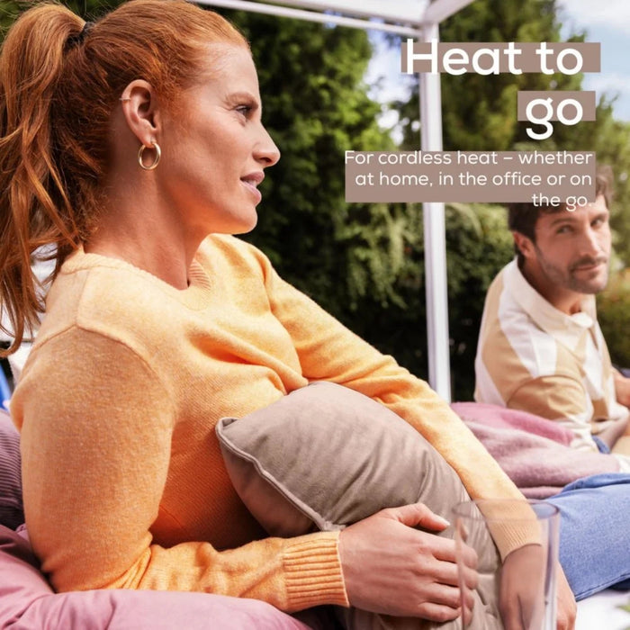 Beurer HK 77 Heaty smokey-taupe;lithium-ion battery; Soft velvet cushion cover machine-washable at 30°C; 3 temperature settings; Fast heating; BSS; 45(L)x45(W) cm