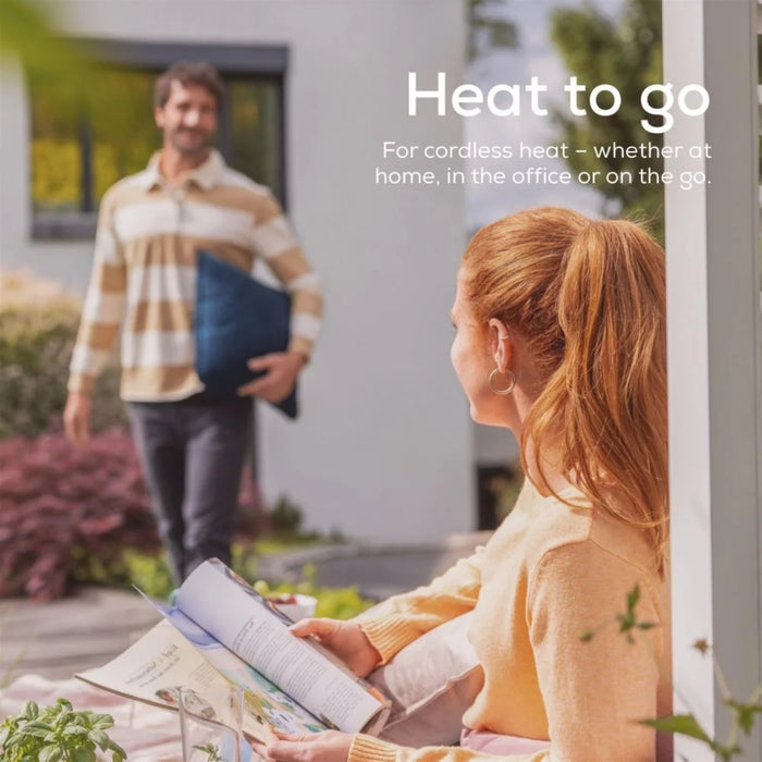 Beurer HK 77 Heaty obsidian-blue; lithium-ion battery; Soft velvet cushion cover machine-washable at 30°C; 3 temperature settings; Fast heating; BSS; 45(L)x45(W) cm