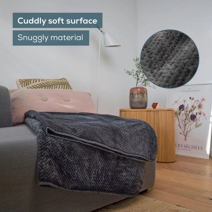 Beurer HD 65 Dark Grey Heated Overblanket; Soft and cuddly surface; 3 temperature;auto switch-off 3 hours; removable switch; washable at 30°, Oko-Tex 100; 180(L)x130(W)cm