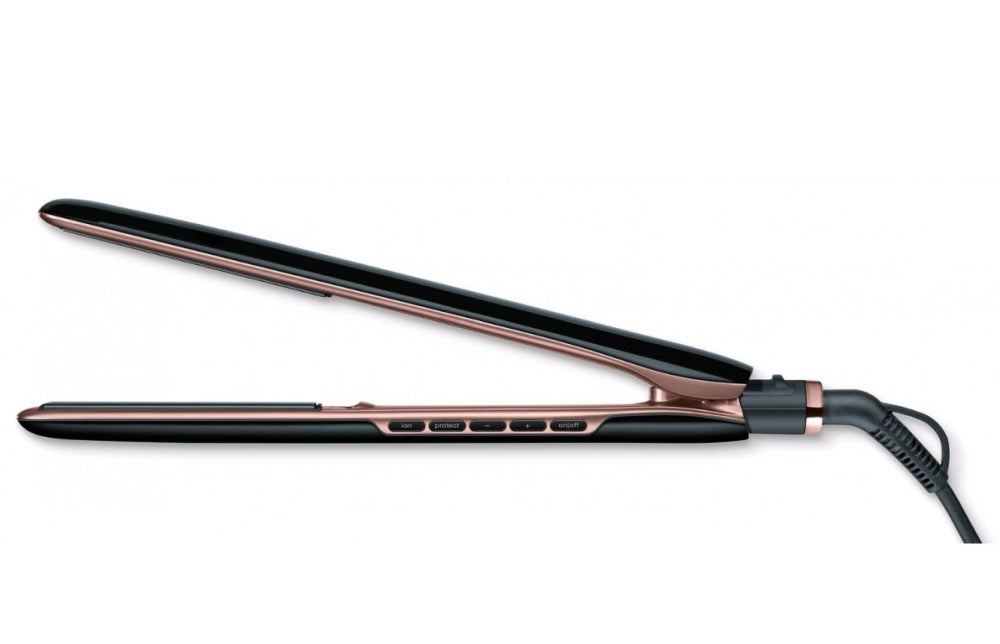 Beurer HS 80 Hair straightener,triple ionic function, Magic LED display-only during operation, titanium coating, 120-200 °,memory function,safety switch-off, plate locking system,heat-resistant storage bag