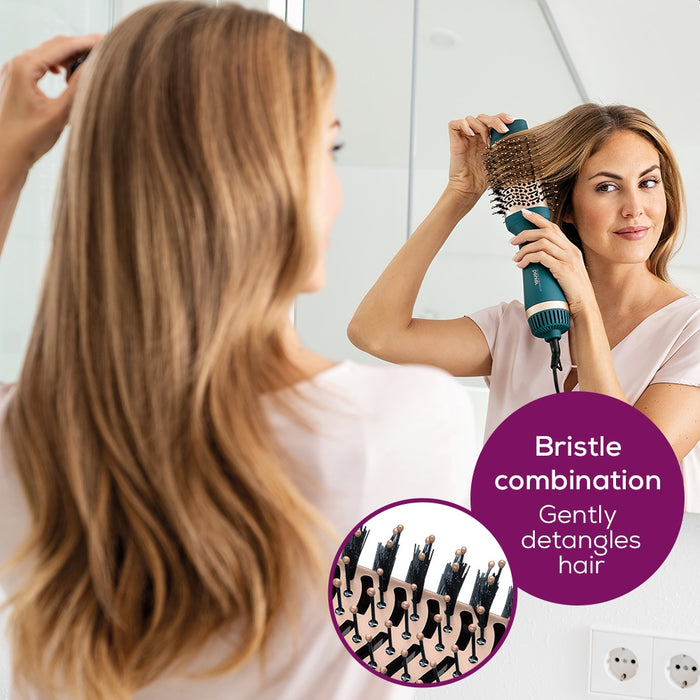 Beurer HC 45 Ocean 2-in-1 volumising hair dryer brush,  ionic function, caremic coating, 1000W, 2 heat and blower settings incl. cold air function