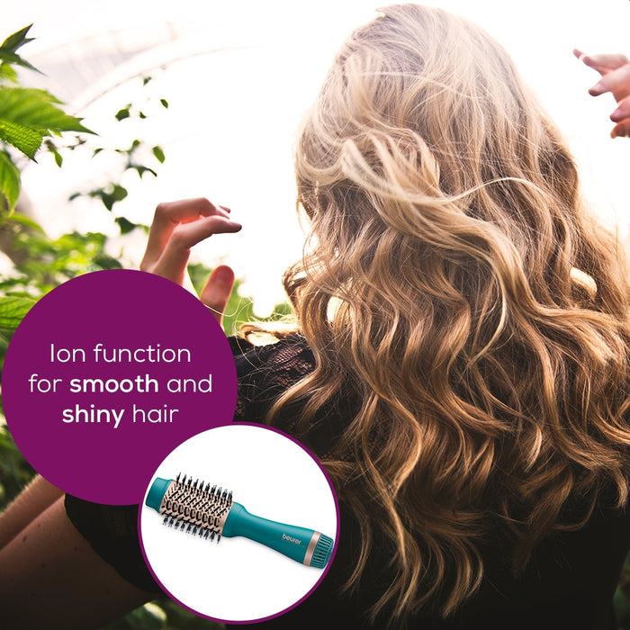 Beurer HC 45 Ocean 2-in-1 volumising hair dryer brush,  ionic function, caremic coating, 1000W, 2 heat and blower settings incl. cold air function