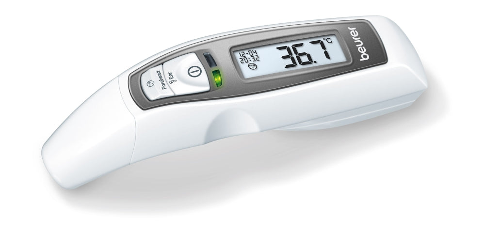 Beurer FT 65 multi functional thermometer, 6-in-1 function: ear, forehead and surface temperature, temperature alarm, date and time, 10 memory spaces, medical device