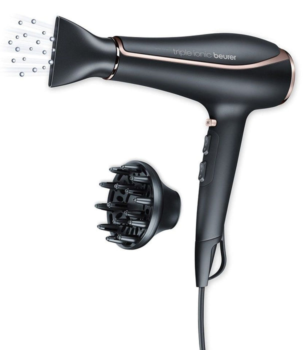 Beurer HC 80 Hair dryer, 2 200 W, triple ionic function, professional AC motor, 2 attachments, 3 heat settings,2 blower settings, cold air, overheating protection 