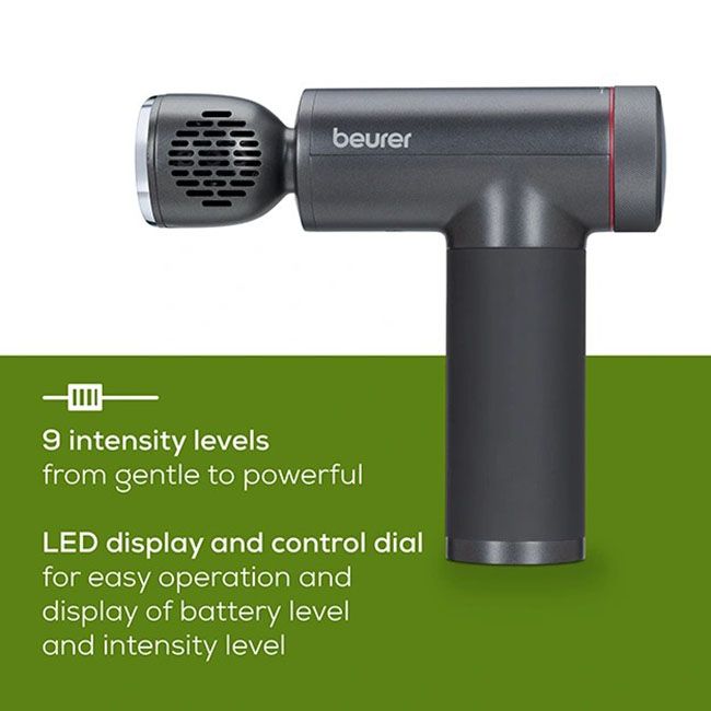 Beurer MG 195 Hot & Cold massage gun, 7 high-quality massage attachments, 9 intensity levels, Up to 4.5 h running time, LED display, Storage case