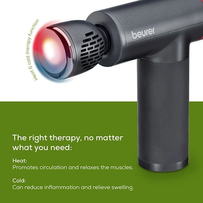 Beurer MG 195 Hot & Cold massage gun, 7 high-quality massage attachments, 9 intensity levels, Up to 4.5 h running time, LED display, Storage case