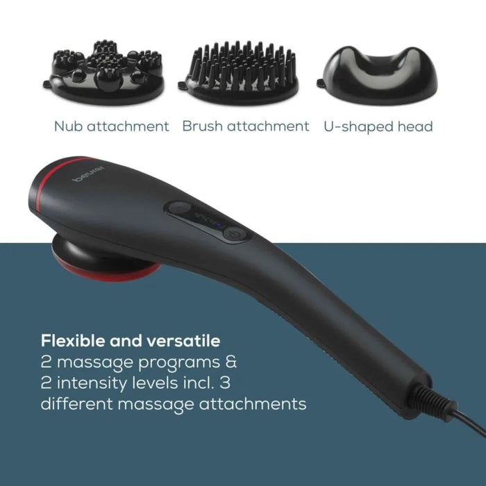 Beurer MG 24 Massager with heat function; Soothing and relaxing vibration massage;3 massage attachments;2 intensity levels;2 pre-set programs