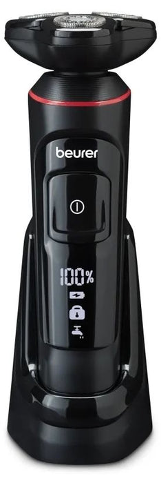 Beurer MN8X rotary shaver, 360° flexible shaver head, Magnetic fixation, LED display, Waterproof (IPX7), Quick-charge function  (10 min OT; 5 min CT), Incl. charger and storage station, protective cap and cleaning brush