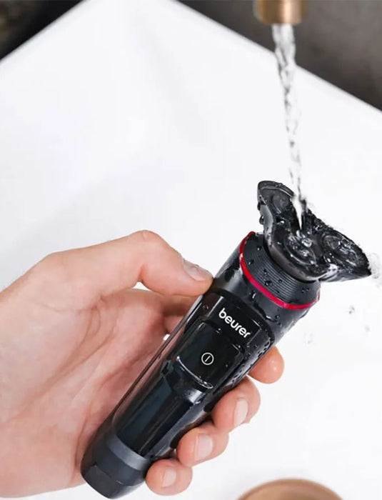 Beurer MN8X rotary shaver, 360° flexible shaver head, Magnetic fixation, LED display, Waterproof (IPX7), Quick-charge function  (10 min OT; 5 min CT), Incl. charger and storage station, protective cap and cleaning brush