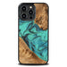 Bewood Unique Turquoise Wood and Resin Case for iPhone 15 Pro Max - Turquoise and Black - Cell phone cases