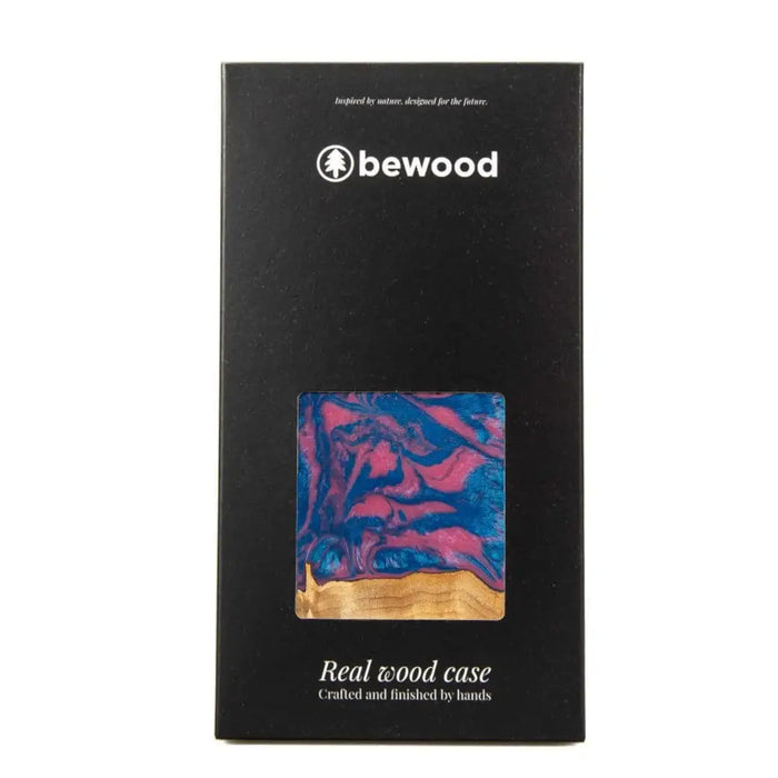 Bewood Unique Vegas wood and resin case for iPhone 14 - pink and blue - Cell phone cases and covers<<<HurtelXML