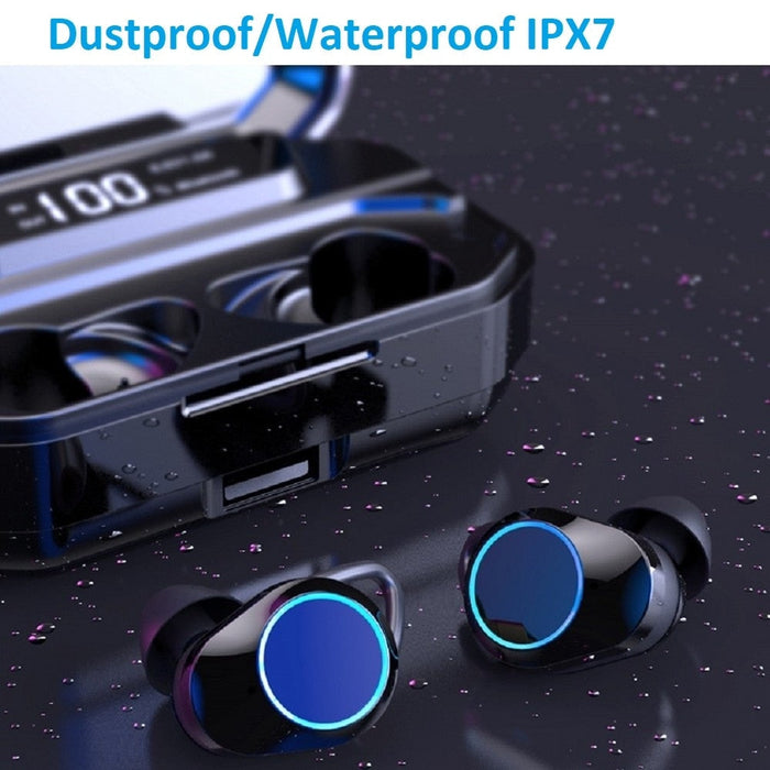 Wireless earphones RX10 TWS 5.0 Bluetooth 9D Stereo IPX7 Waterprof, 3300 mAh LED Powerbank and Phone stand