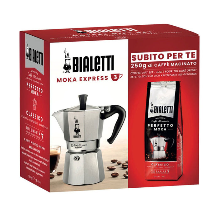 3-HOUR COFFEE MAKER SET. BIALETTI + GRAY COFFEE, 3 CUPS, 18 yrs