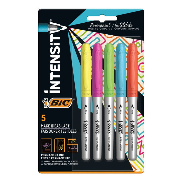PERMANENT MARKS 5 INTENSITY COLORS FOR DIFFERENT SURFACES BIC
