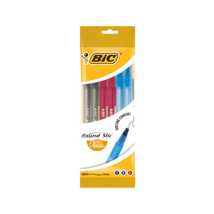 ROUNDSTICK SET 6PCS. /blue 2, red 2, black 2/ BIC