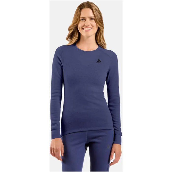 Bielizna termoaktywna z długim rękawem Odlo BL TOP crew neck l/s ACTIVE WARM roz. M Niebieska - Thermoactive