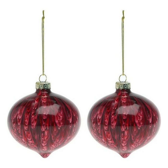 Christmas Baubles (2 pcs) 112490 Brown Red 8 cm (2 Units)