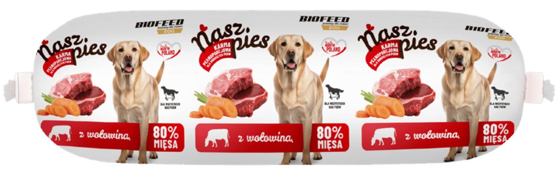 BIOFEED Nasz Pies Baton with Beef – wet dog food – 1000 g