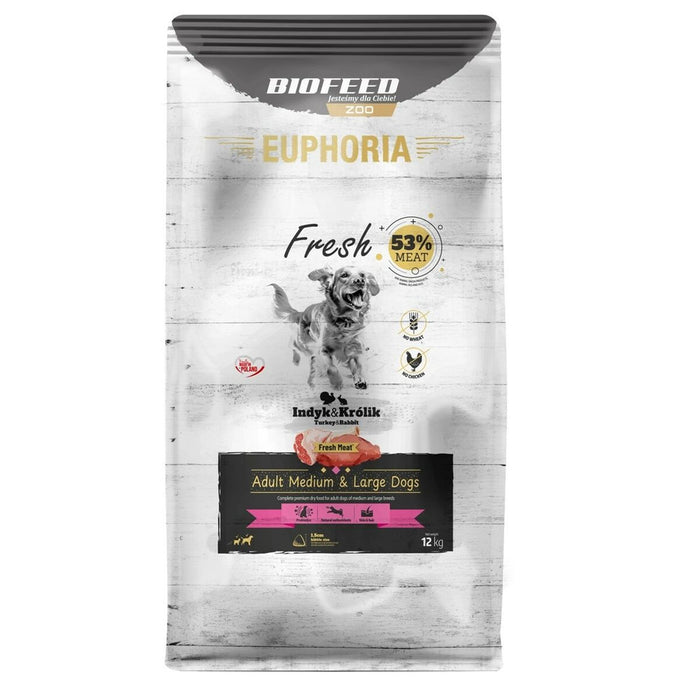 Fodder Biofeed EUPHORIA Fresh Adult Medium & Large dogs Turkey with rabbit Turkey 12 kg Adult 12,7 KG