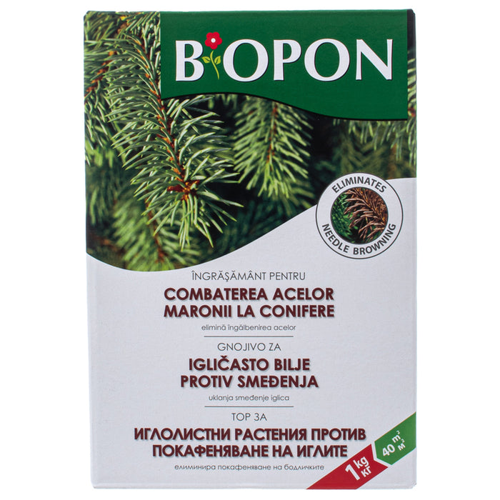 SOLID FERTILIZER FOR NEEDLE-LEAFED GROWTH AGAINST BROWNING OF THE LEAVES BIOPON 1KG