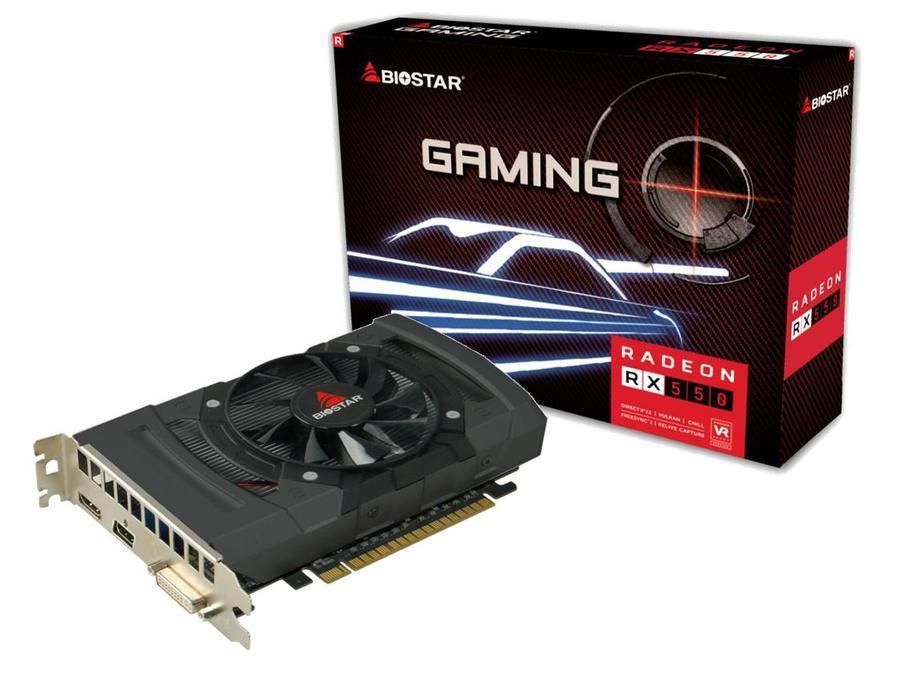 Video card BIOSTAR Radeon RX550, 4GB, GDDR5, 128 bit, DVI-I, HDMI, DisplayPort, PCI Express 3.0 x16