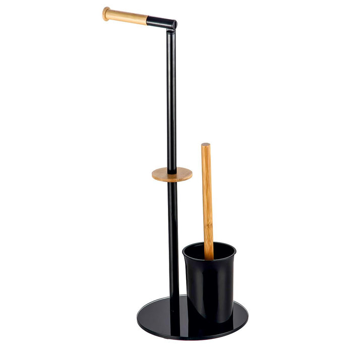 STANDING BRUSH AND TOILET PAPER HOLDER