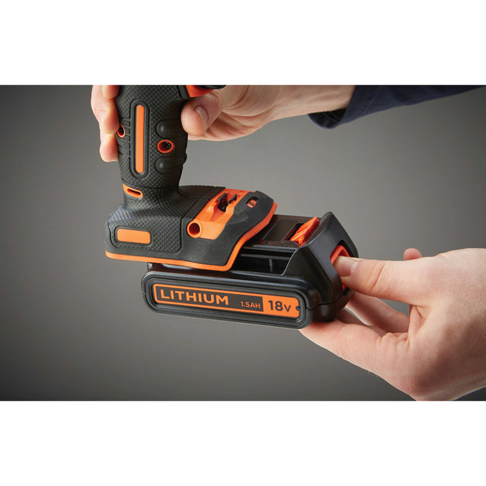 CORDLESS IMPACT DRILL WITH TWO BATTERIES 1.5 AH AND CHARGER BLACK&DECKER BDCHD18BAFC-QW 18 V, 40.00 nm, NUMBER OF BATTERIES 2, 1.50 Ah, CASE