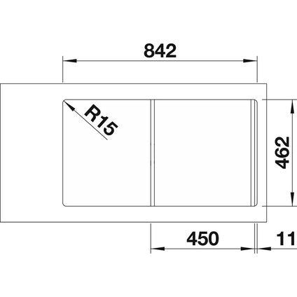 KITCHEN SINK BLANCO FLEX PRO 45S LEFT 86X48X15.5