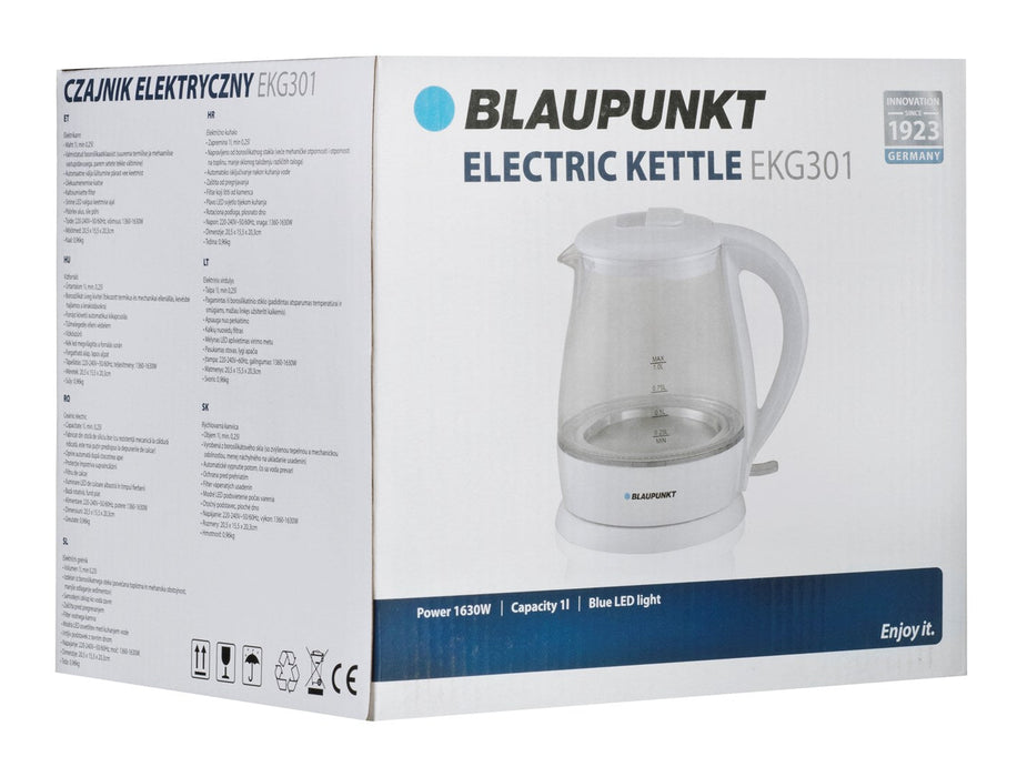 Blaupunkt EKG301 electric kettle 1 L 1630 W White - Electric kettlesAGD-CZE<<<Home Appliance - ProductsAGD<<<ActionPL