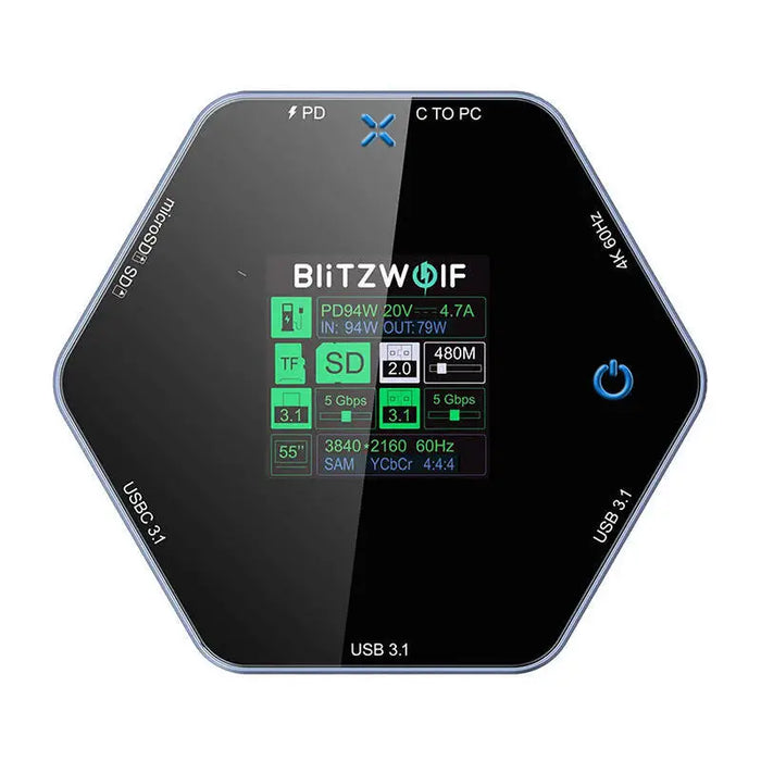 Blitzwolf 8in1 docking station BW-TH16 USB 100W LCD Smart Display - Docking stations<<<IT Accessories<<<InnproXML