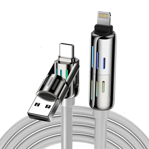 Blitzwolf BW-HDC6 4-in-1 USB-C/USB-A to USB-C/Lightning cable 1.2m 240W RGB (gray) - Combo Cables<<<USB cables<<<GSM