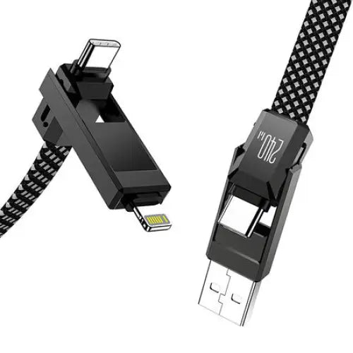 Blitzwolf BW-HDC7 4-in-1 USB + C + Lightning cable 240W 1.2m (black) - Combo Cables<<<USB cables<<<GSM