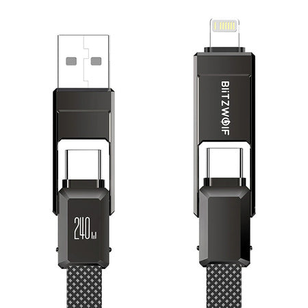 Blitzwolf BW-HDC7 4-in-1 USB+C+Lightning cable 240W 1.2m (black)