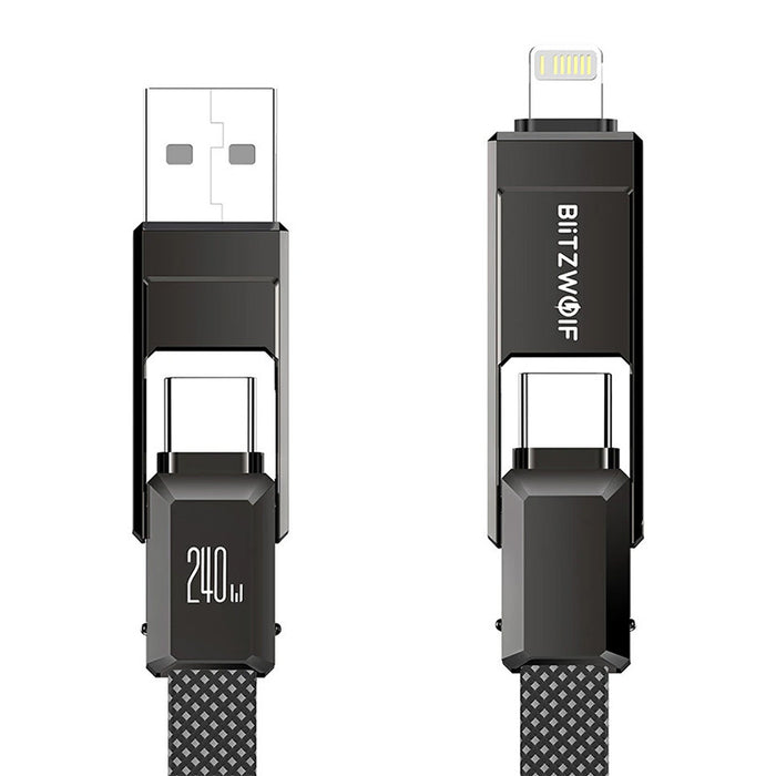 Blitzwolf BW-HDC7 4-in-1 USB+C+Lightning cable 240W 1.2m (black)