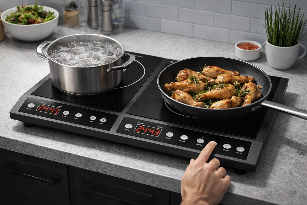 Induction cooker, two-burner adjustable hob, 2000W + 2000W BLOW