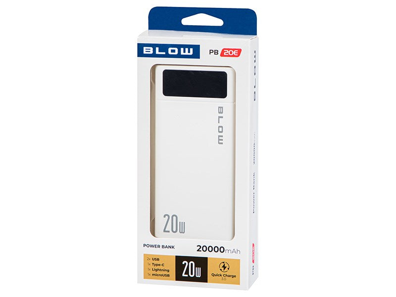 Power Bank 20000mAh QC+PD 20W + lightning PB20E
